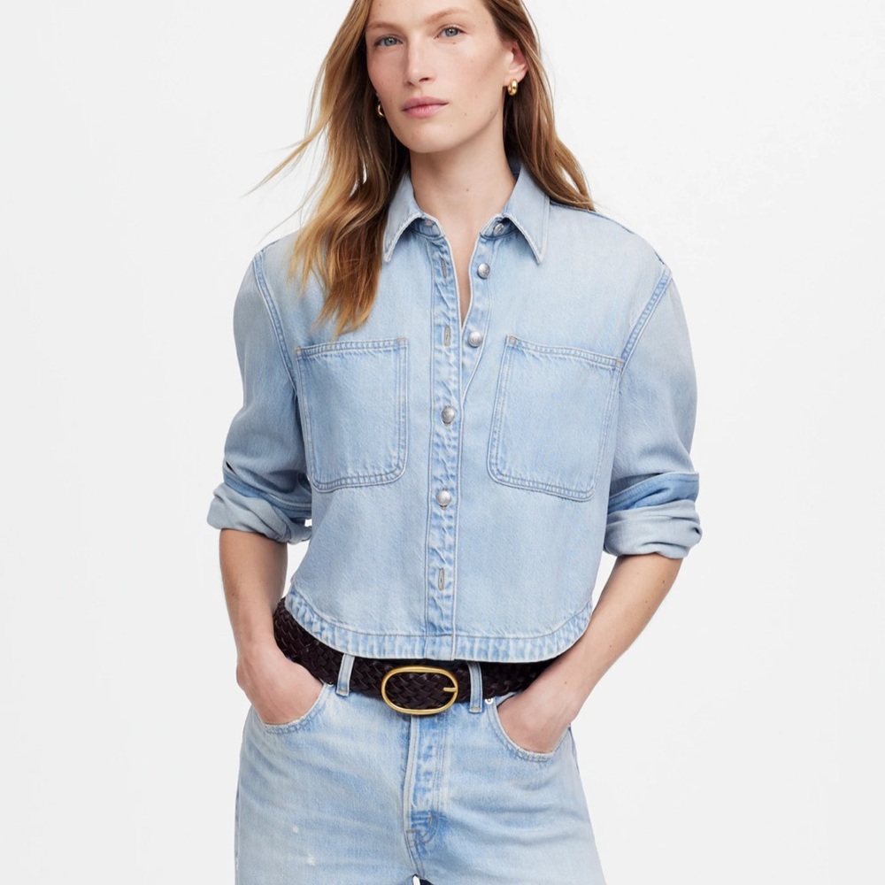 Cropped Shirt Jacket in Foster Wash: Airy Denim Edition